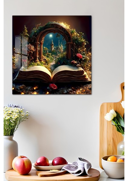 3D Görünümlü Temperli Cam Tablo – Fantastik Kitap Kapısı Uv Baskı 33X33 CM-CTK116 fırsatları