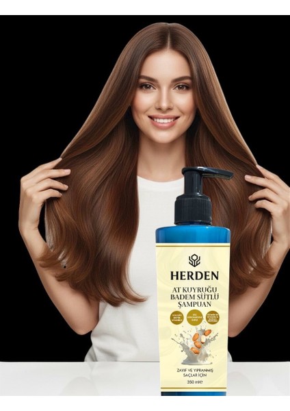 At Kuyruğu Badem Sütlü Şampuan 350 ml Zayıf ve Yıpranmış Saçlar Için