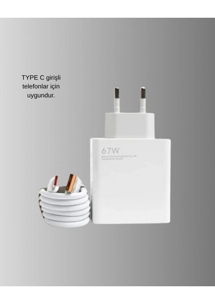 67W Süper Hızlı Şarj Adaptörü ve Kablo Seti – Güvenli, Kompakt ve Ergonomik Tasarım indirimleri