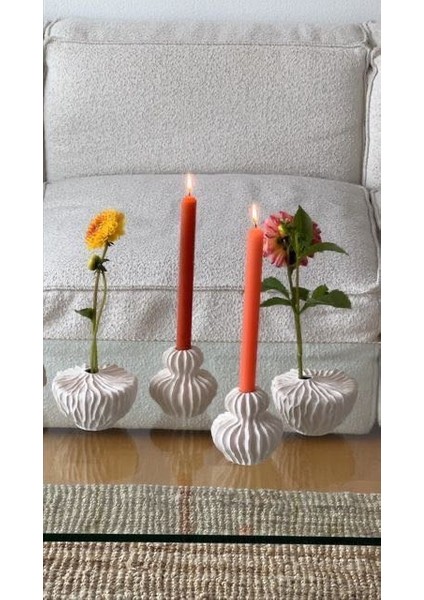 Modern Dalga Form Ikili Şamdan Seti – Dekoratif Mumluk Takımı