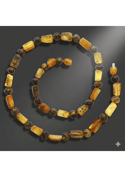 Doğal Form Bal Kahverengi Hareli Hakiki Damla Kehribar Taşlı Erkek Kolye fırsatları