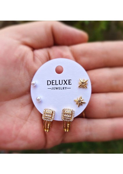 Çelik Şık Tasarıma Sahip Çoklu Küpe modelleri