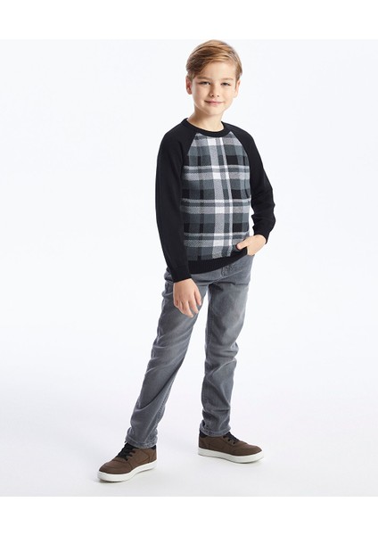 Yeni Sezon Bisiklet Yaka Ekose Uzun Kollu Erkek Çocuk Triko Kazak fiyatları