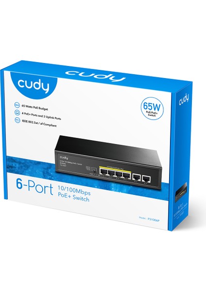 Cudy FS1006P 6 Port 10/100 4 Port Poe+ 60W Yonetılemez Desktop Swıtch