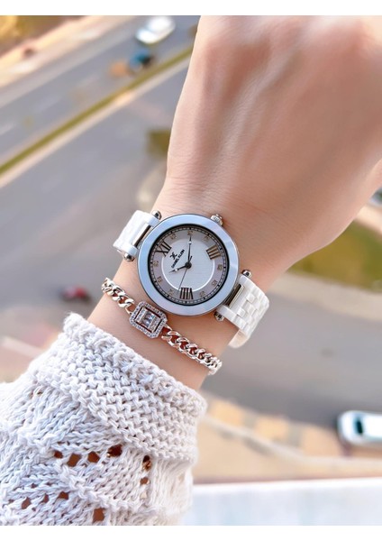 Seramik Kordon Özel Tasarım 2 Yıl Garantili 3 Atm Kadın Kol Saati+Bileklik SR.14282.2 fiyatları