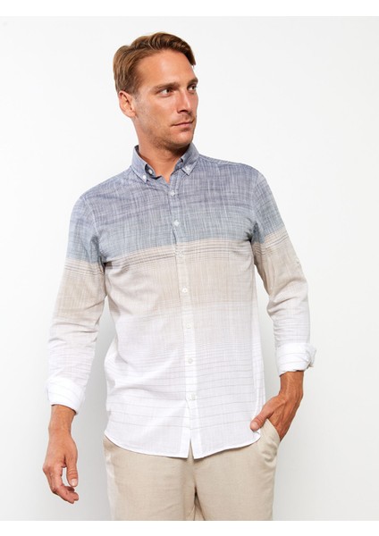 Yeni Sezon Regular Fit Uzun Kollu Çizgili Poplin Erkek Gömlek fiyatları