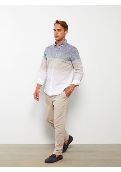 Yeni Sezon Regular Fit Uzun Kollu Çizgili Poplin Erkek Gömlek modelleri