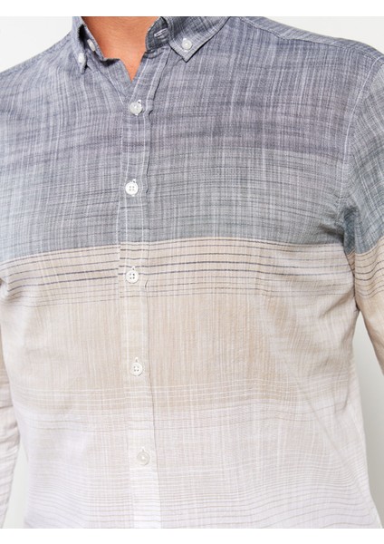 Yeni Sezon Regular Fit Uzun Kollu Çizgili Poplin Erkek Gömlek fırsatları