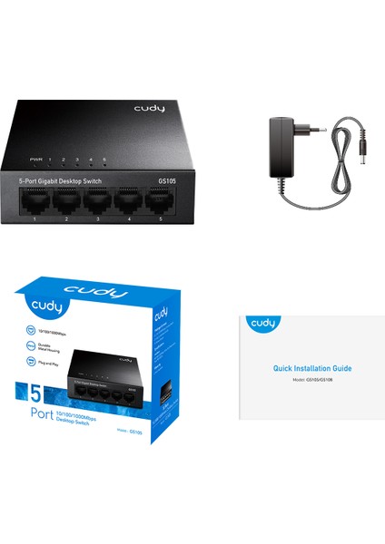 Cudy GS105 5 Port 10/100/1000 Yonetılemez Desktop Swıtch Metal Kasa