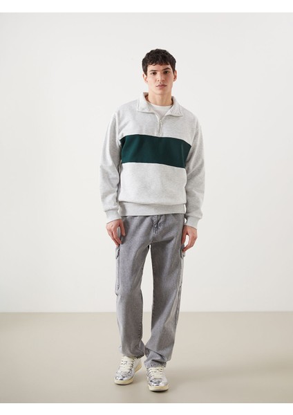 Yeni Sezon Dik Yaka Uzun Kollu Renk Bloklu Erkek Sweatshirt fiyatları