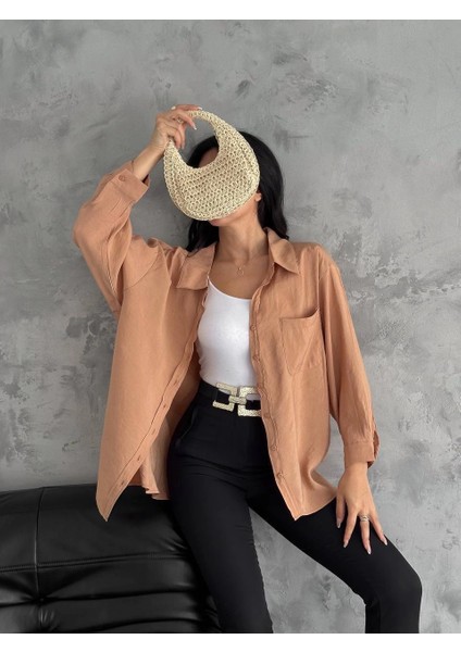 Lvsqvr Modal Oversize Cepli Gömlek Vizon (Beden: Standart) modelleri