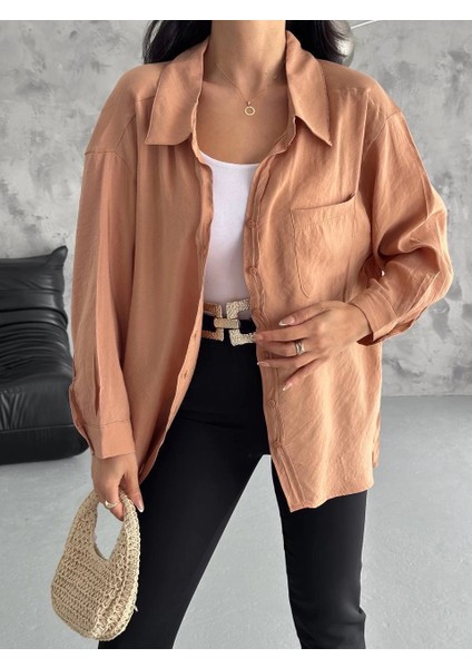 Lvsqvr Modal Oversize Cepli Gömlek Vizon (Beden: Standart) indirimleri