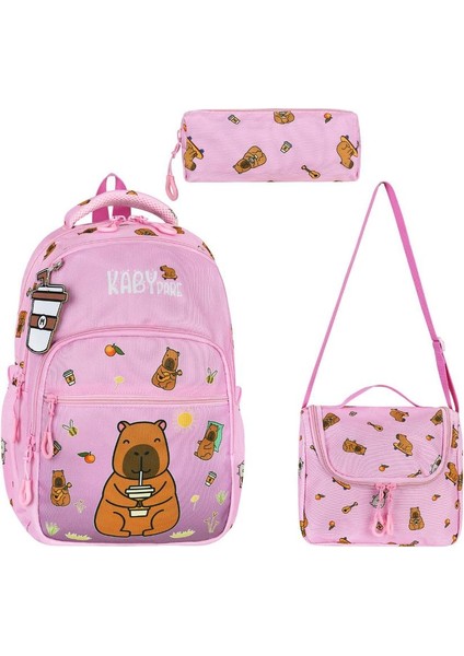 Kapipara Ilkokul Çantası 3 Lü Set Pembe