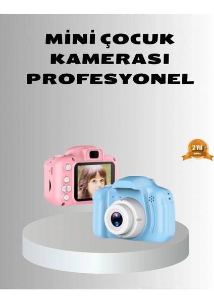 8mp Mini Çocuk Fotoğraf Makinesi – Pembe Ses Kaydı Özellikli