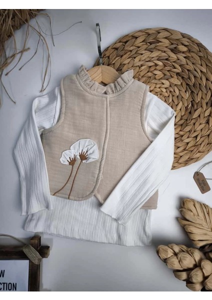 3 Parça Kız Çocuk Kombin Seti — Body, Nakışlı Yelek, Cepli Pantolon fiyatları