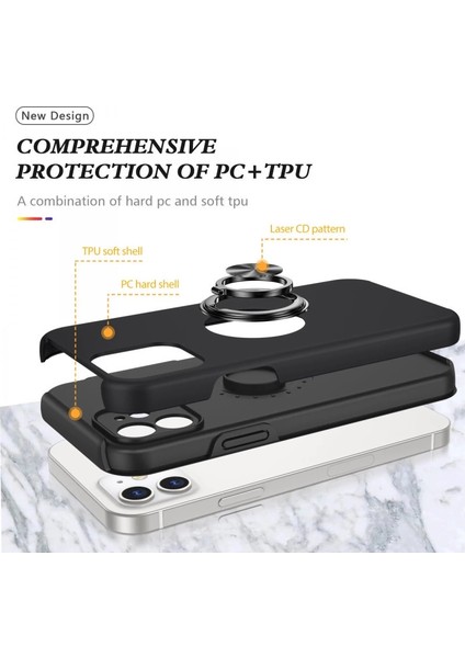 Iphone 12 Kılıf Elit Yüzüklü Kapak - Siyah fiyatları