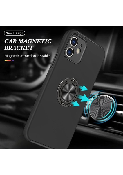 Iphone 12 Kılıf Elit Yüzüklü Kapak - Siyah indirimleri