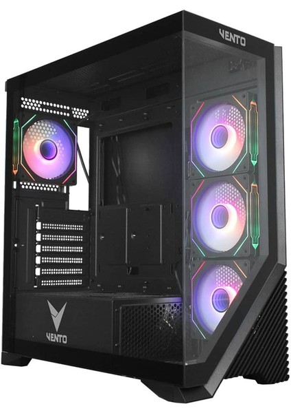 Vento VG4202FLA 850W 80+ Br Gen5 4X12CM Argb Fan E-Atx Temperli Cam 2xusb2.0/1xusb3.0 Siyah Gamıng Kasa