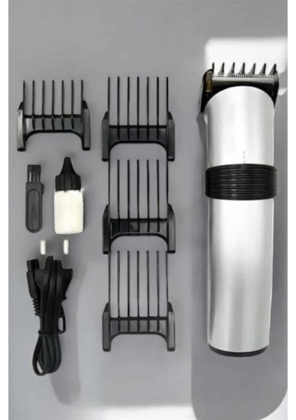 4 Taraklı Profesyonel Şarjlı Saç ve Sakal Kesme Tıraş Makinesi Seti