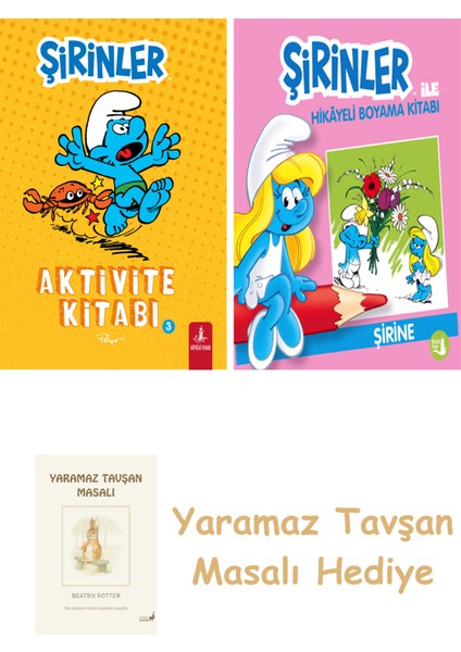 Şirinler - Aktivite Kitabı 3 + Şirinler ile Hikâyeli Boyama Kitabı - Şirine + Yaramaz Tavşan Masalı