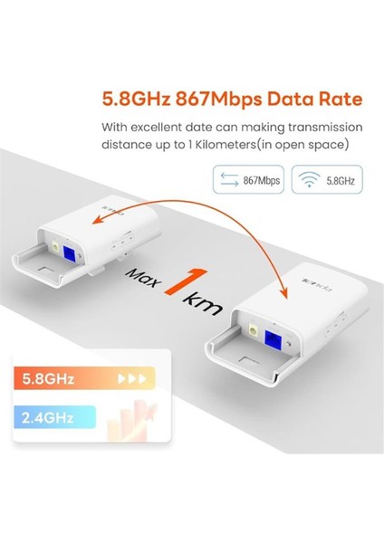 O1-5g-Kıt Outdoor 867 Mbps 9 Dbi Dış Mekan Access Point