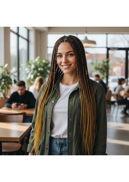 Afrika Örgüsü ve Rasta Için Sentetik Ombreli Saç / Siyah / Koyu Karamel