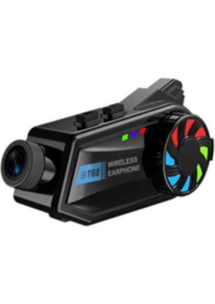 BT68 Kameralı Intercom Motosiklet Bluetooth Kask Kulaklık Ses Kontrolü 1080P Video Kayıt Interkom