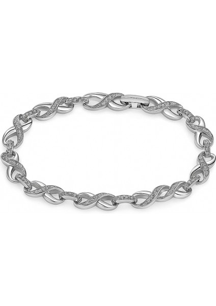 Kadın Tam Tur Xuping Bileklik - Sonsuzluk Detaylı - Beyaz Zirkon Taşlı - Gümüş Renk