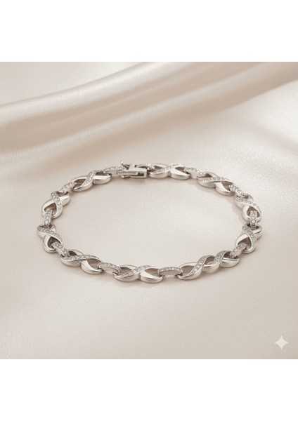 Kadın Tam Tur Xuping Bileklik - Sonsuzluk Detaylı - Beyaz Zirkon Taşlı - Gümüş Renk fırsatları