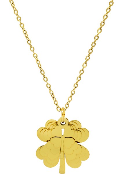 Altın Renk Yonca Yaprağı Tasarım Çekirdek Aile Temalı Isme Özel Çelik Kadın Kolye - En Fazla 5 Isim fırsatları