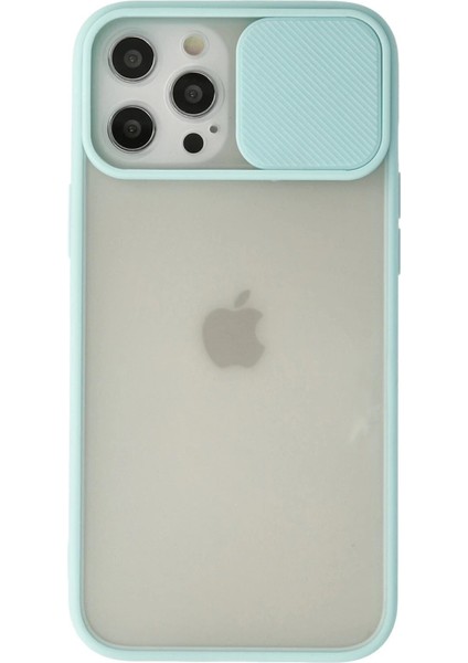 Iphone 12 Pro Max Kılıf Palm Buzlu Kamera Sürgülü Silikon - Turkuaz