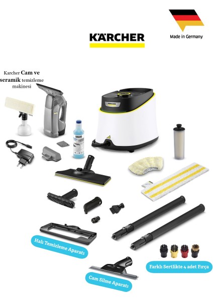 Kärcher Sert Zeminler Için Kolay Temizlik Sc 3 Deluxe Buharlı Temizlik Makinesi -Karcher Cam ve Seramik Temizleme Makinesi