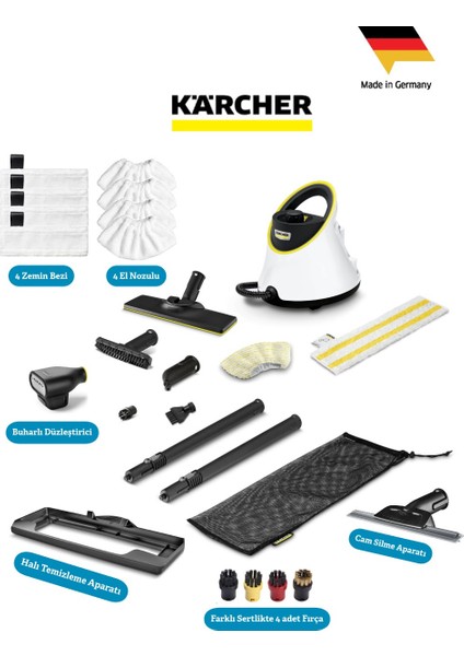 Kärcher Sc 2 Deluxe Full Set Evde Bebekli Aileler Için Güvenli Temizlik – Yağ, Kir ve Bakterileri Buharla Anında Yok Eden Pratik Çözüm