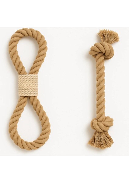 2'li Köpek Halat Oyuncagi Seti - Dogal Pamuk,el Yapimi,dis Temizligi Destekli Çekistirme Oyuncag!