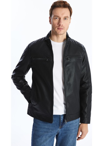 Yeni Sezon Standart Kalıp Erkek Deri Görünümlü Ceket fiyatları