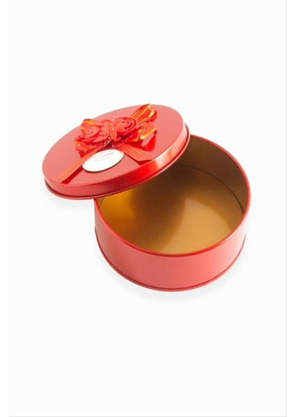 Yuvarlak Boş Kırmızı Metal Kutu 9 cm