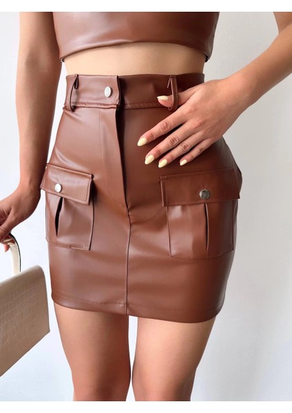 Lvsqvr Önden Iki Cepli Deri Etek Kahve H240040 (Beden: S) fırsatları
