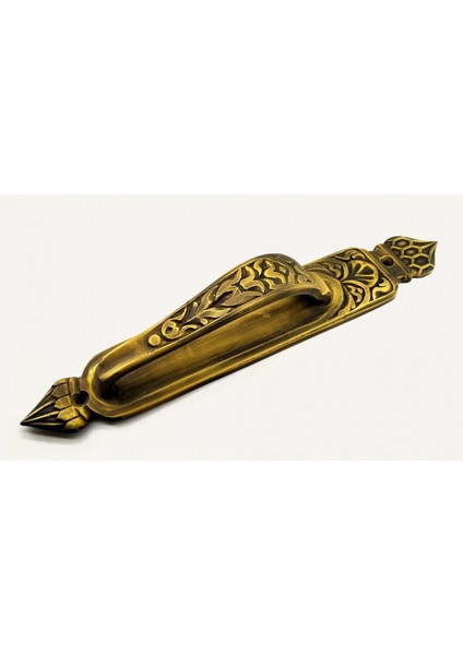 Antika Tarz Dekoratif Pirinç Kubbeli Çekme Kapı Kolu - 396X68 Mm, Antik