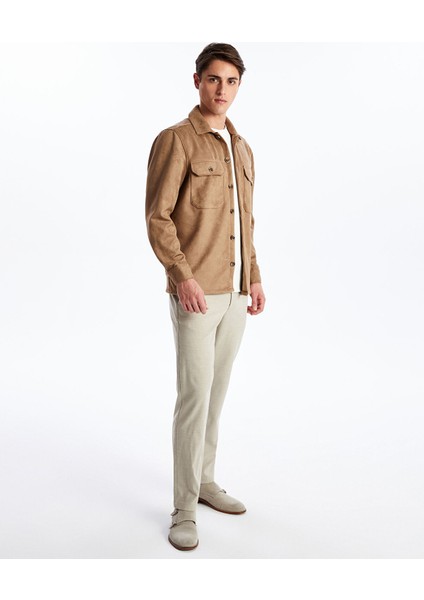 Yeni Sezon Regular Fit Uzun Kollu Süet Erkek Gömlek fiyatları