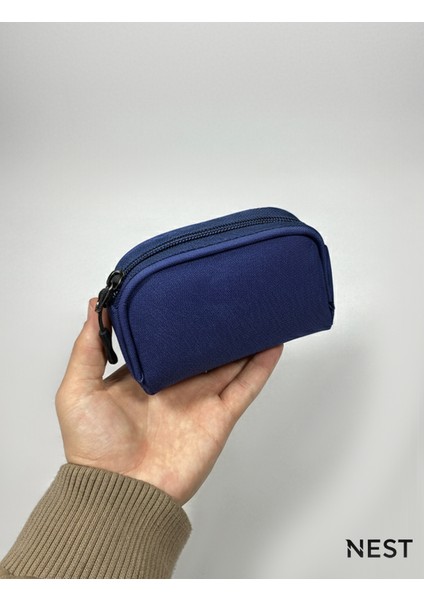 Lacivert Renk Makyaj Çantası, Bozuk Para Çantası, Takı Çantası