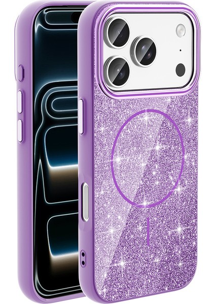 Apple iPhone 17 Pro Kılıf M-Safe Şarj Özellikli Parlayan Simli Zr-Okso fiyatları