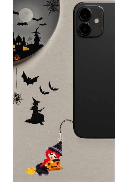 Miyuki Boncuk El Yapımı Cadı Telefon Çarmı - Charm Halloween Cadılar Bayramı