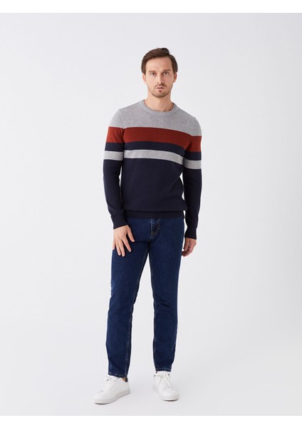 Yeni Sezon Bisiklet Yaka Uzun Kollu Renk Bloklu Erkek Triko Kazak modelleri