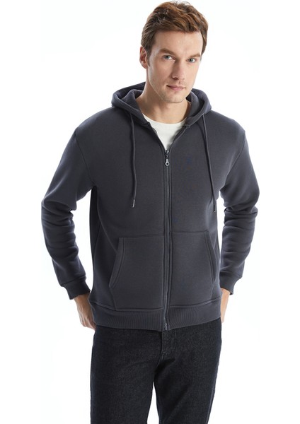 Yeni Sezon Kapüşonlu Uzun Kollu Erkek Fermuarlı Sweatshirt