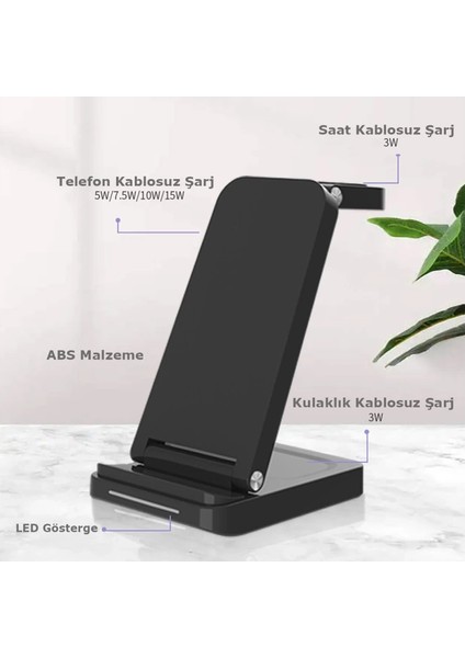 S90 4in1 Kablosuz Şarj Masaüstü Set - Siyah fırsatları