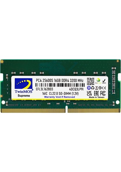 Twınmos 16GB 3200MHZ Ddr4 MDD416GB3200N Notebook Ram
