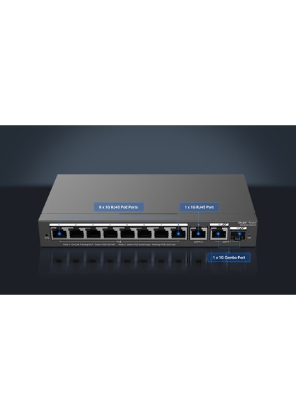 Ruıjıe Reyee RG-ES210GS-P 8 Port 10/100/1000 8 Port Poe 1xge Uplınk 1 x Sfp 120W Rujıe Cloud Yonetılebılır Desktop Swıtc