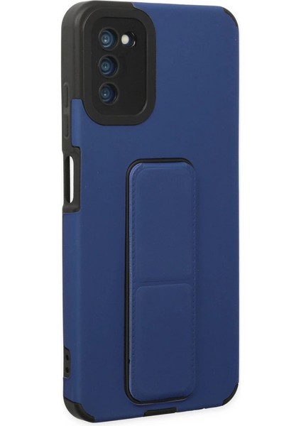 Samsung Galaxy A03S Kılıf Mega Standlı Silikon - Mavi fiyatları