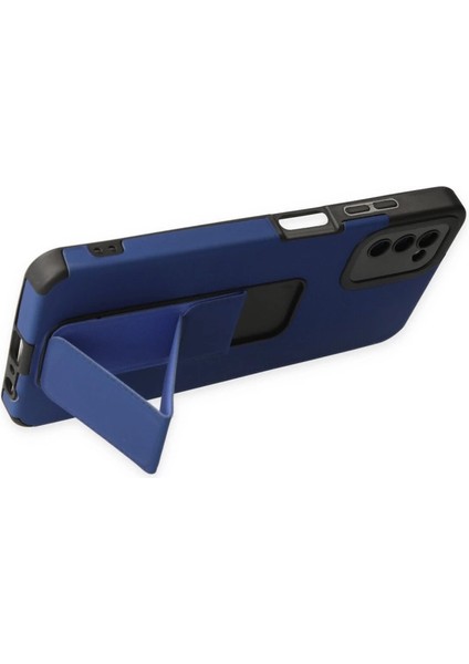 Samsung Galaxy A03S Kılıf Mega Standlı Silikon - Mavi fırsatları