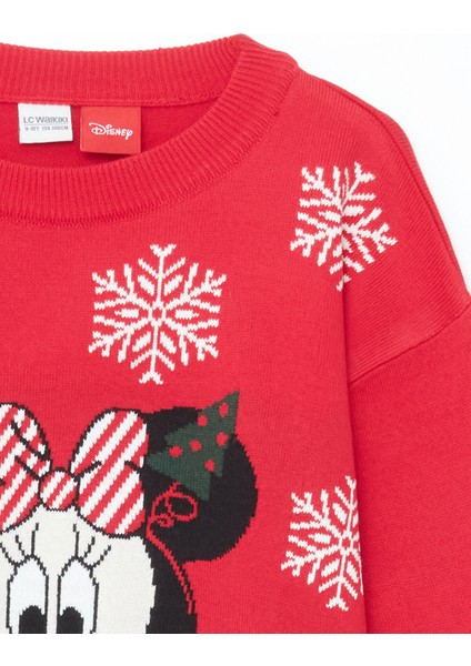 Yeni Sezon Bisiklet Yaka Minnie Mouse Desenli Kız Çocuk Triko Kazak fiyatları